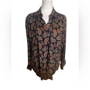 Vintage Liz Claiborne Lizsport Women’s M Paisley Button Down Shirt Old Money